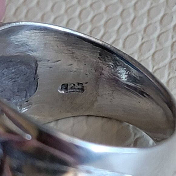 Sterling Silver Lapis Lazuli Estate Statement Ring Size 9.5 - Picture 6 of 9